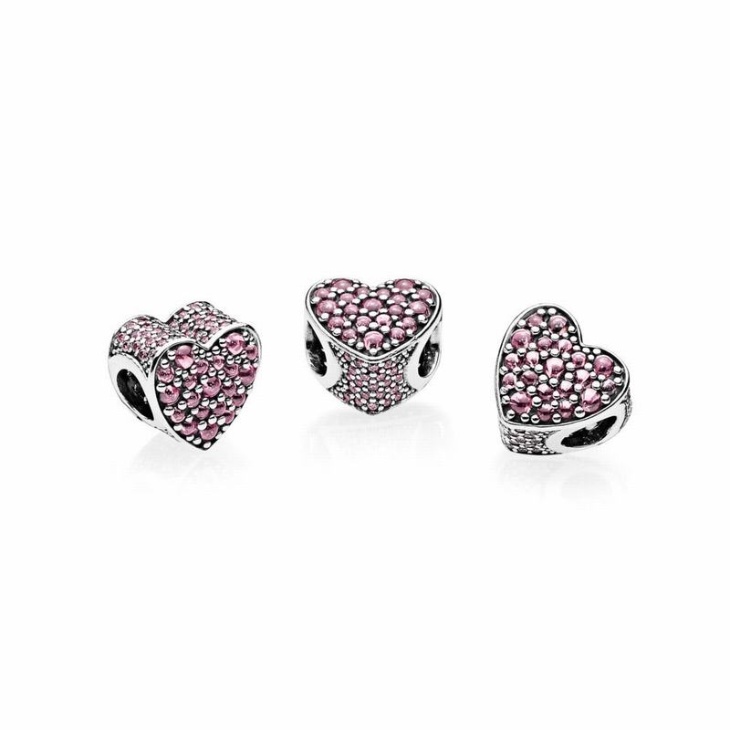 Pandora Australia Pink Dazzling Heart Charm - Sterling Silver | RCLNTG730